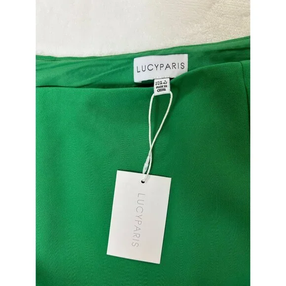 NWT Lucy Paris Womens Green Mini Skirte Zipper Closure Fully Lined sz Large - Picture 9 of 9